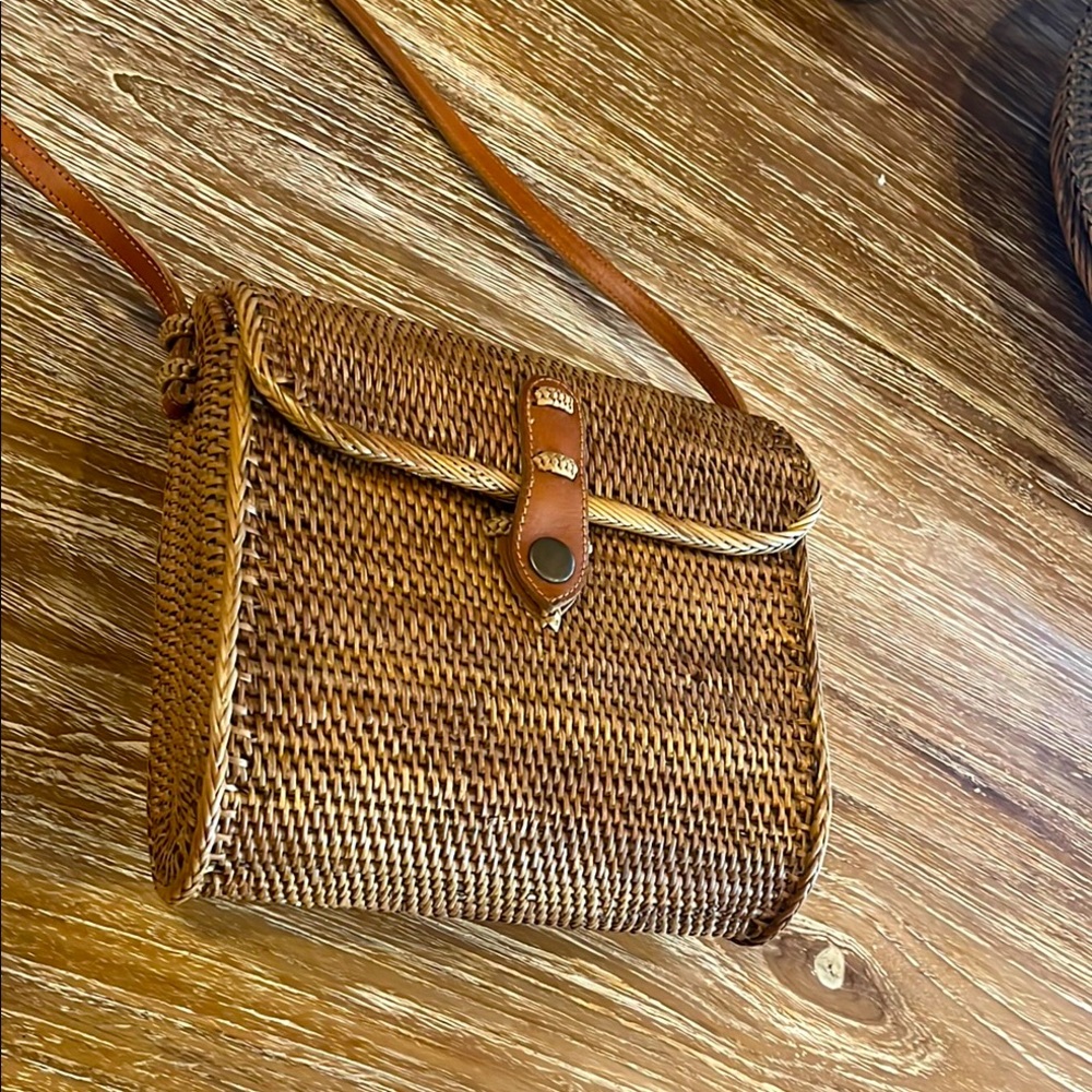 Handcrafted Woven Tan Crossbody Bag